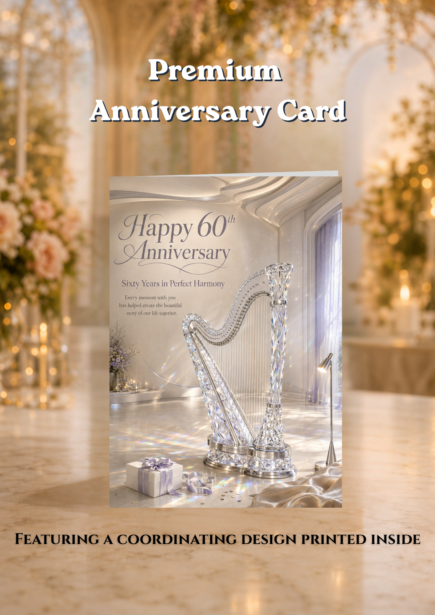 60th Wedding Anniversary Card for Her | Diamond Anniversary | Envelope Included