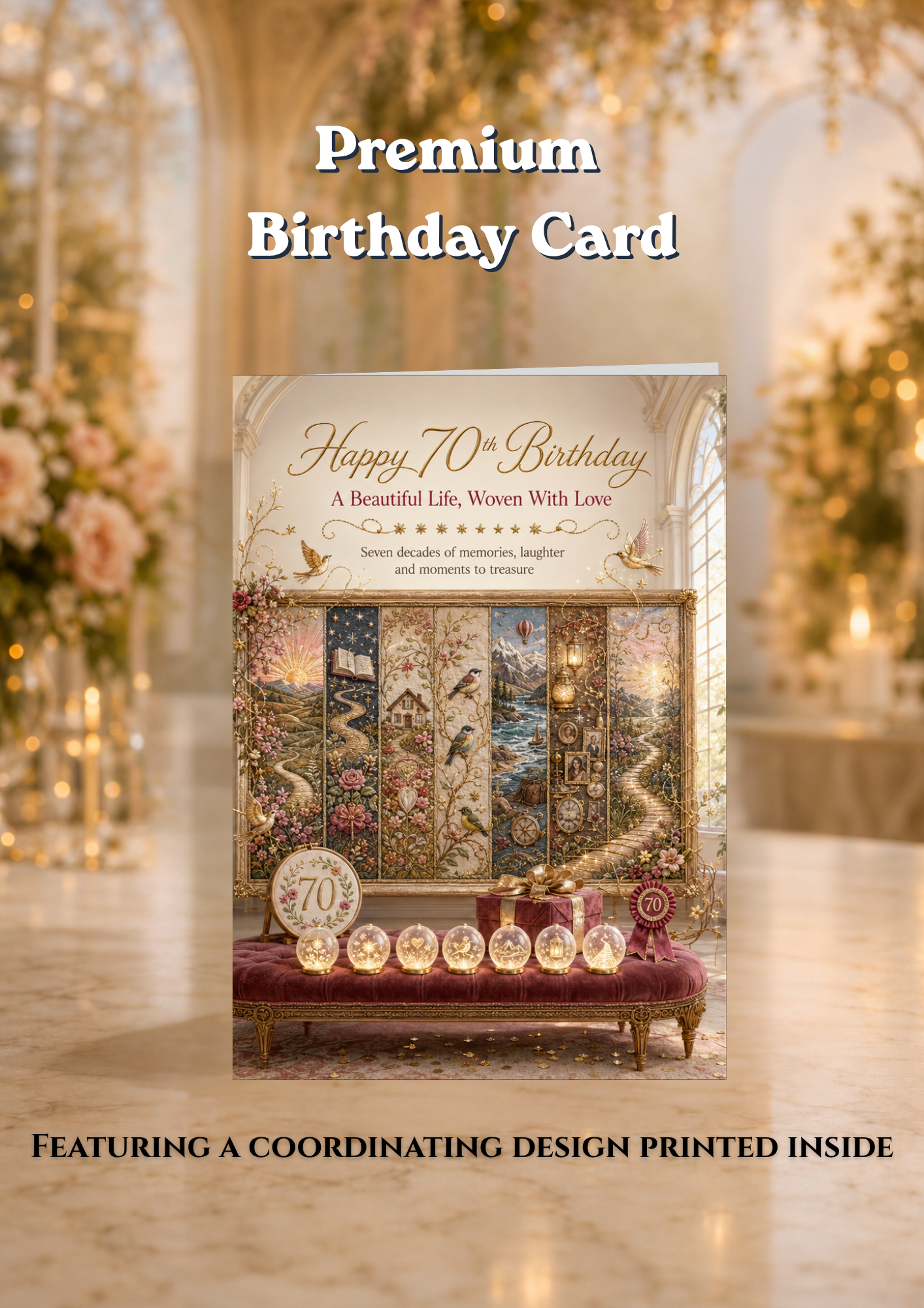 Luxury 70th Birthday Card | Milestone Birthday Card | Card with Envelope