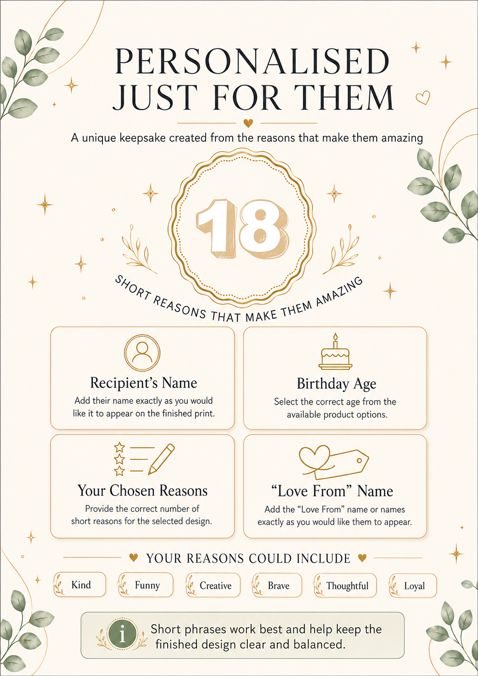 Thumbnail: Personalised 18th Birthday Keepsake | 18 Things Framed Gift | A4 Framed Print