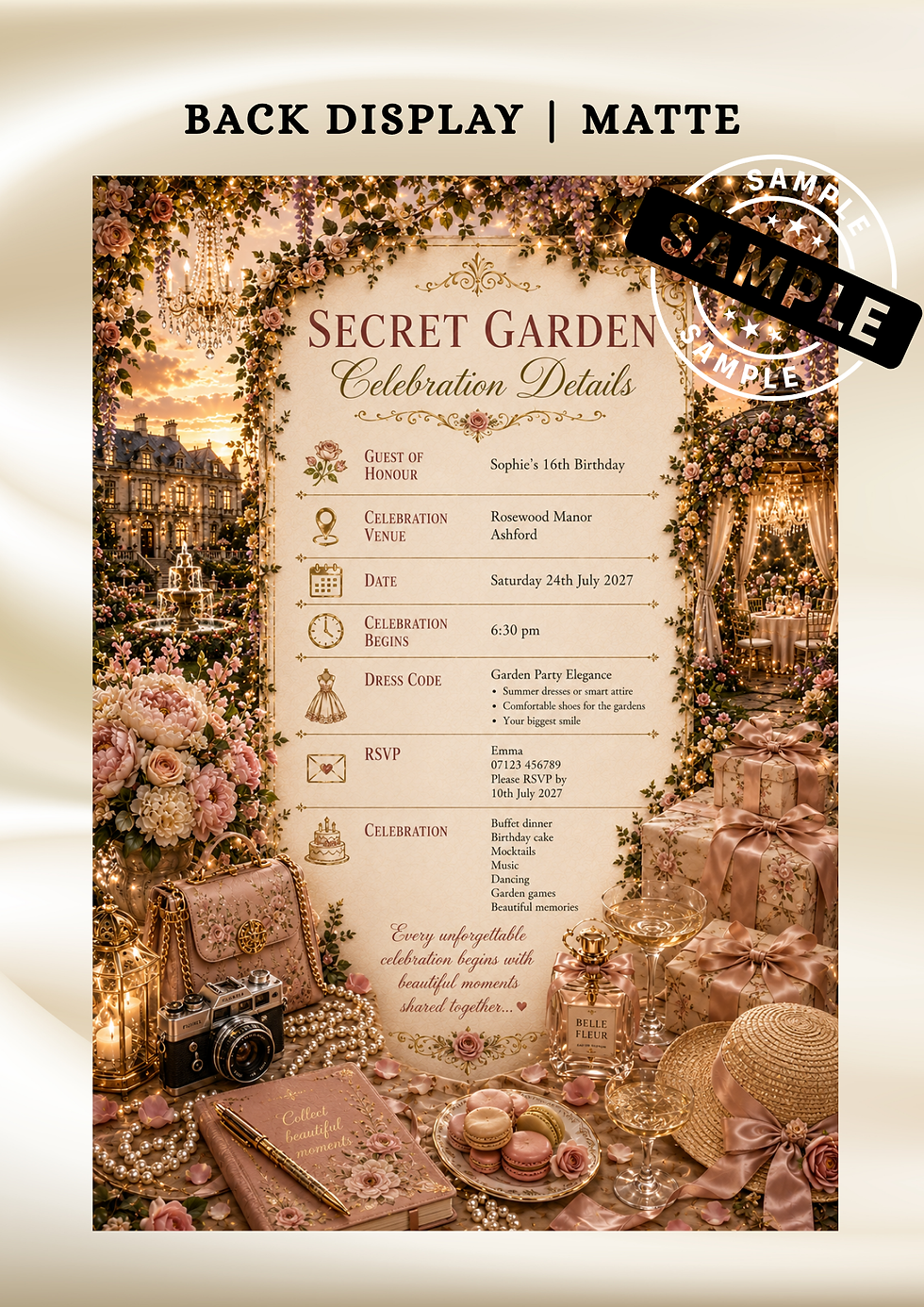Thumbnail: Personalised Secret Garden 16th Birthday Invitation | Luxury Floral Invite