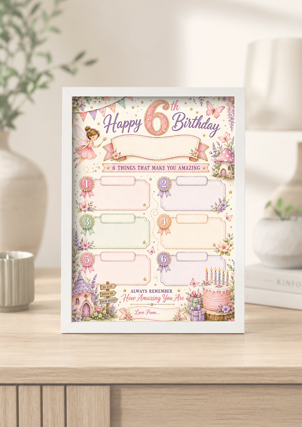 Thumbnail: Personalised 6th Birthday Keepsake | Six Reasons Framed Gift | Kids Birthday