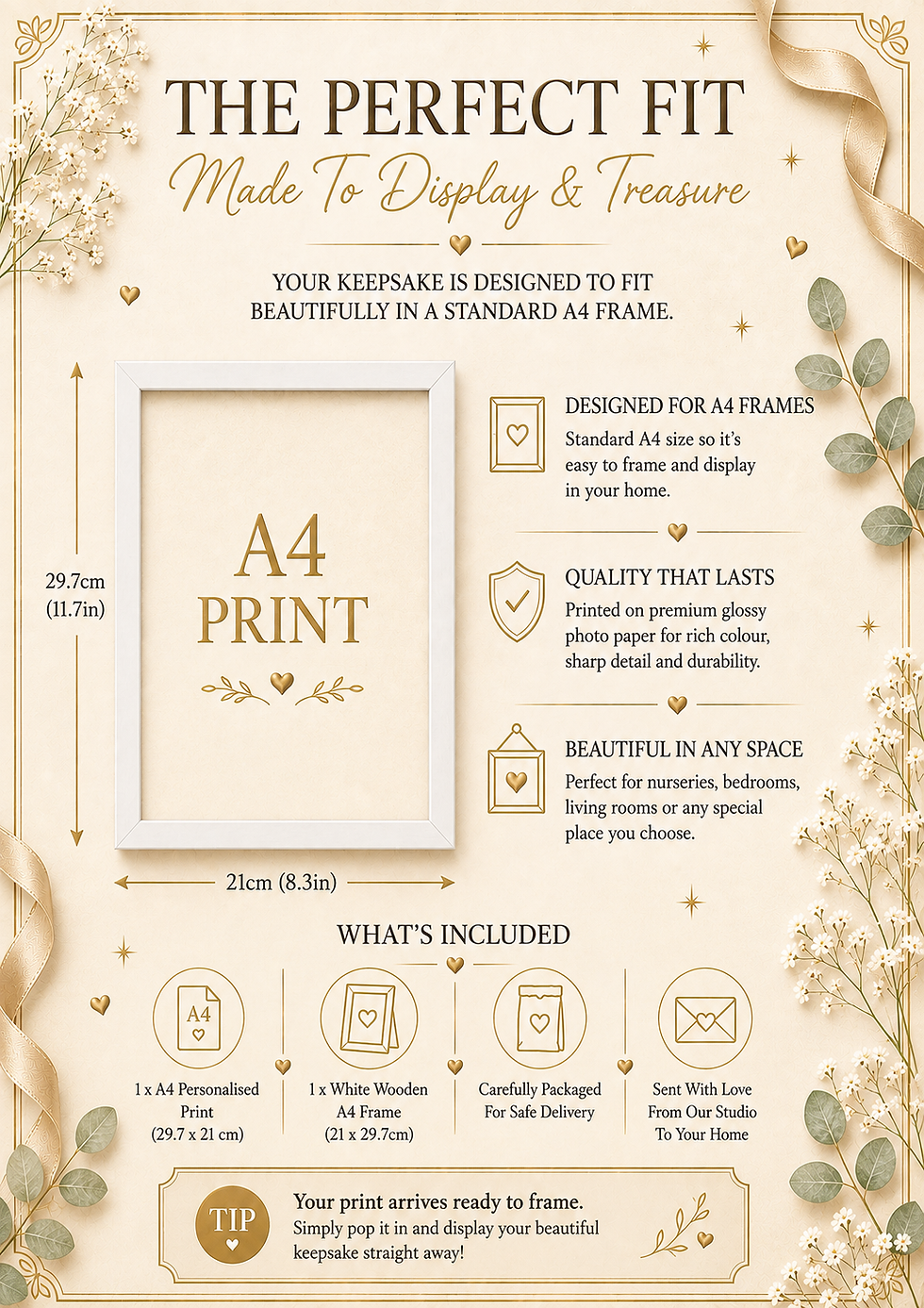 Thumbnail: Personalised Baby Keepsake Print | New Baby Gift | Framed Birth Memory Print