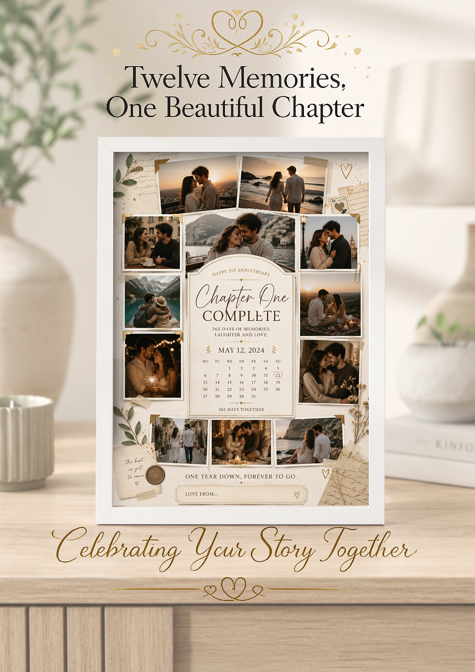 Thumbnail: Personalised Anniversary Photo Collage Print with Calendar & 12 Photos