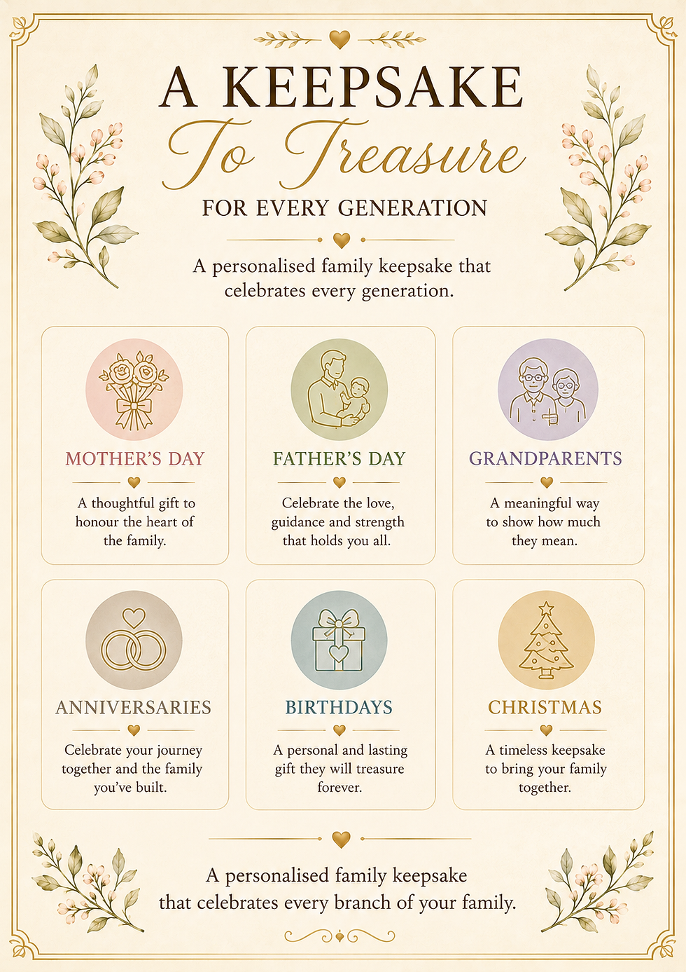 Thumbnail: Personalised Family Tree Framed A4 Print | Custom Seasonal Family Keepsake Gift