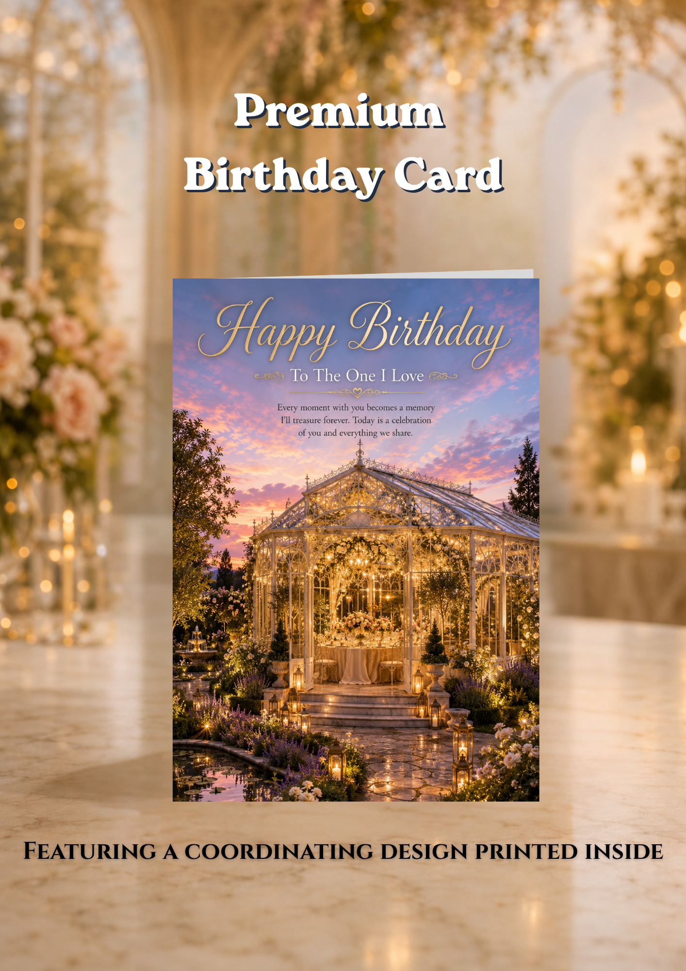 Birthday Card for One I Love | Luxury Romantic Card for Partner With Envelope