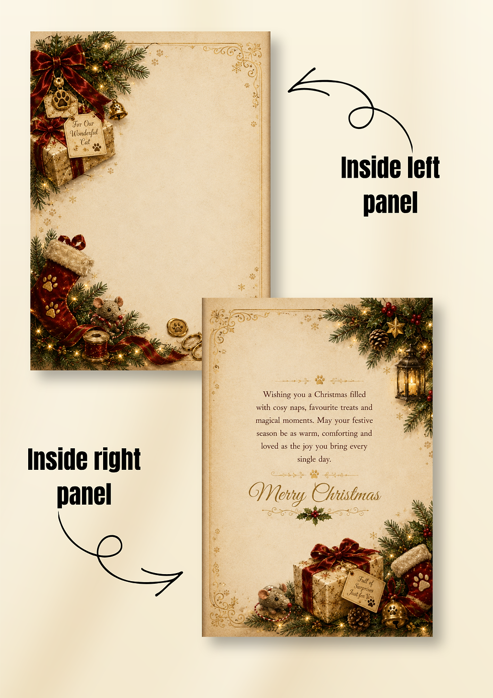 Thumbnail: Christmas Card for Cat | Luxury Merry Christmas Card for a Cat With Envelope