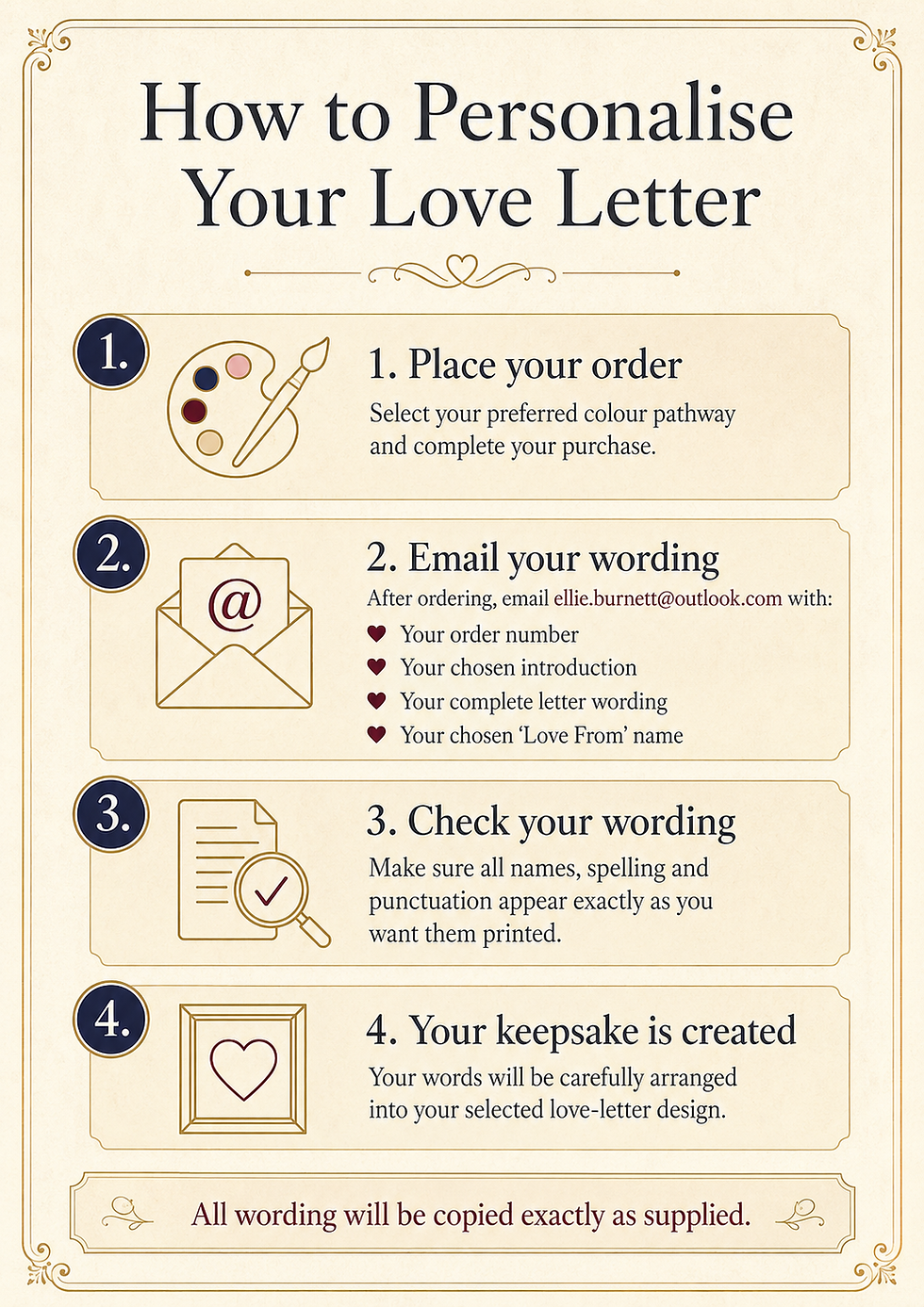 Thumbnail: Personalised Love Letter Print | A4 Framed Anniversary & Valentine’s Gift