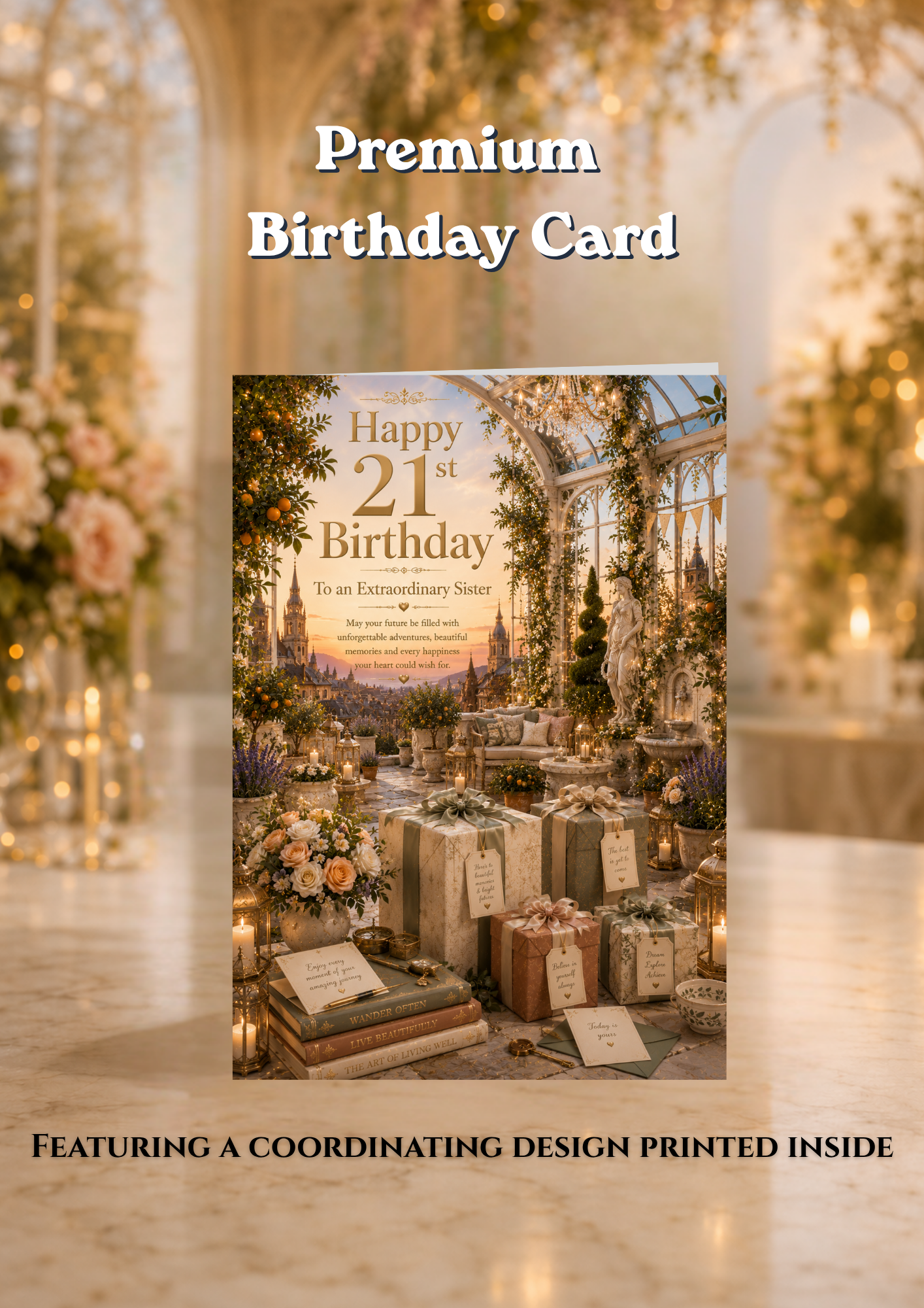 21st Birthday Card for Sister | Luxury 21st Birthday Sister Card With Envelope