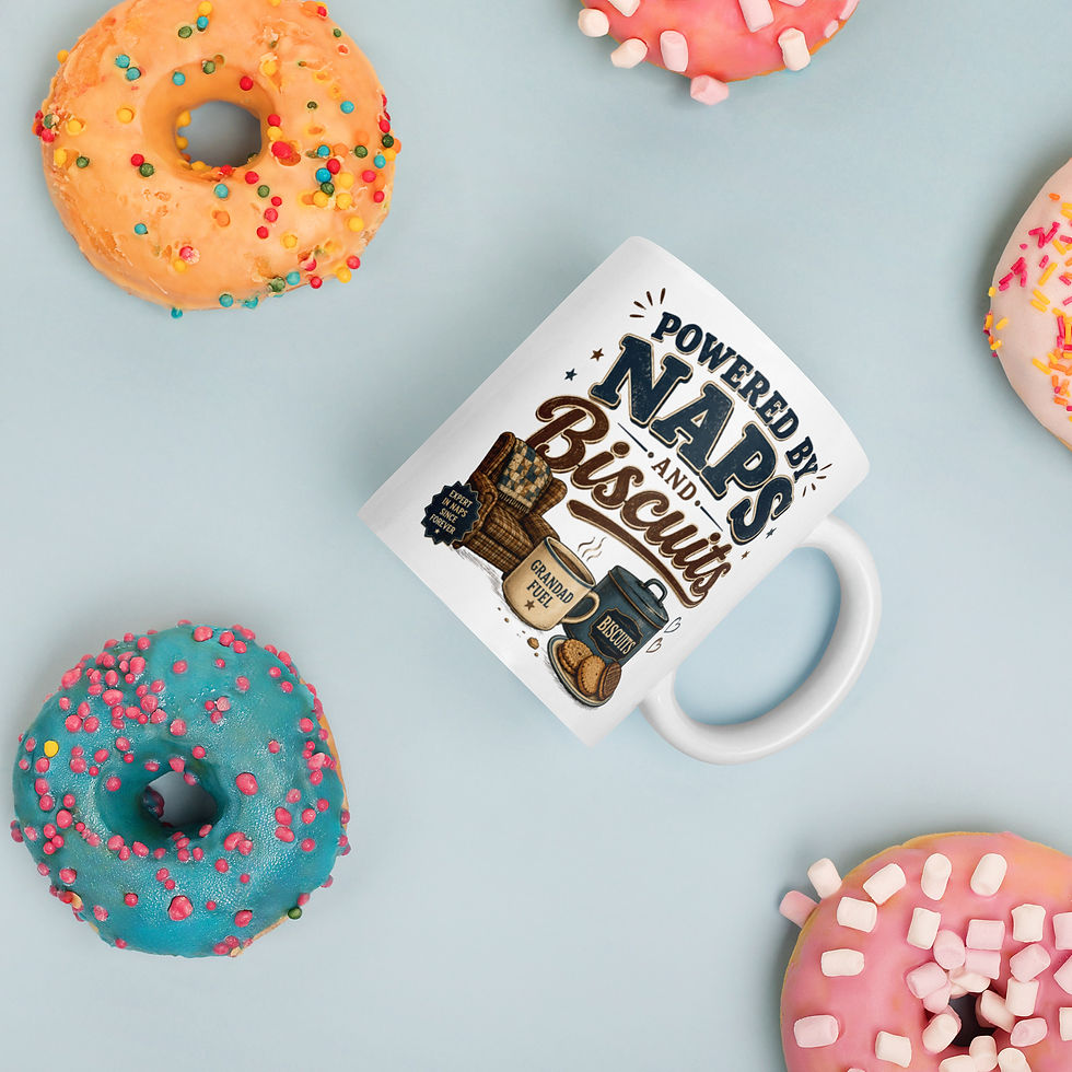 Thumbnail: White glossy mug: Powered by naps and biscuits