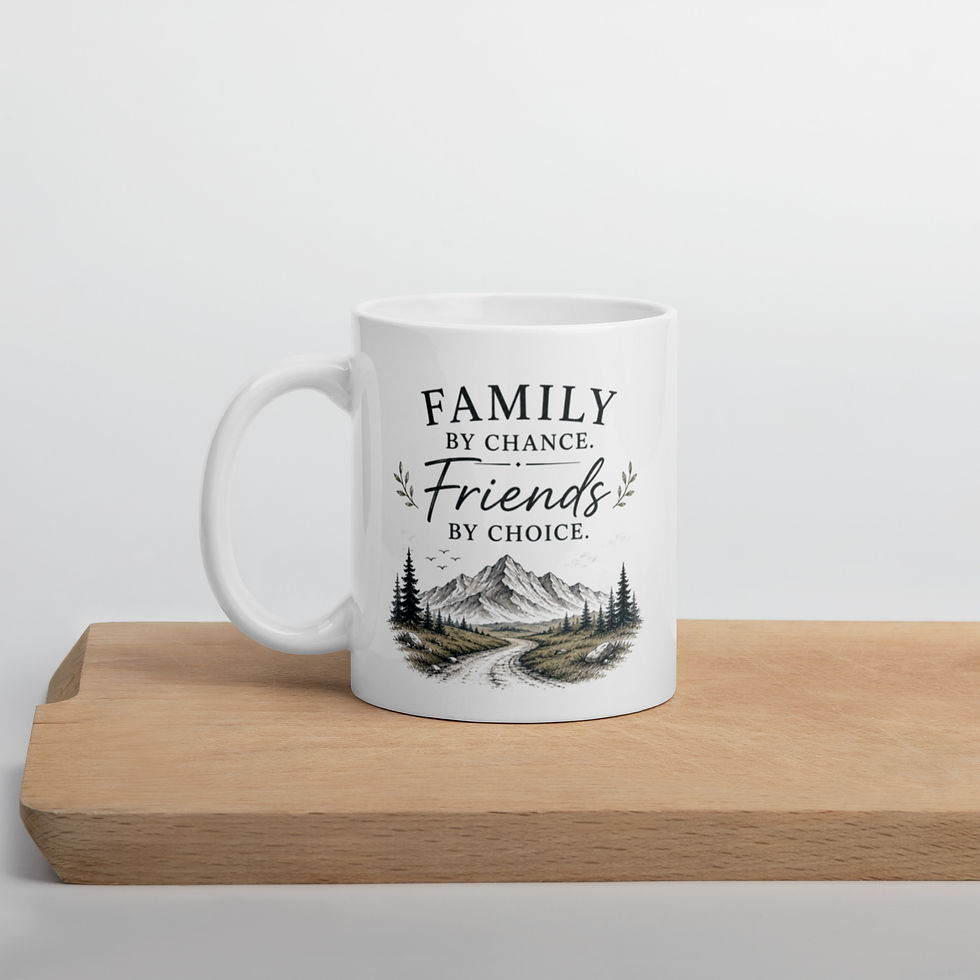 Thumbnail: White glossy mug: Family by chance friends by choice