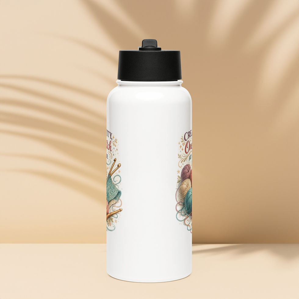 Thumbnail: Stainless steel water bottle with a straw lid: Creativity one stitch at a time