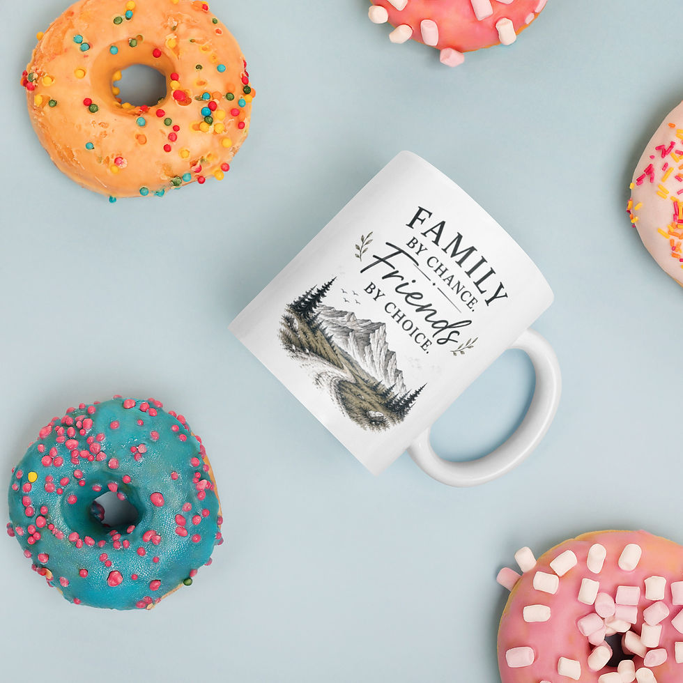 Thumbnail: White glossy mug: Family by chance friends by choice