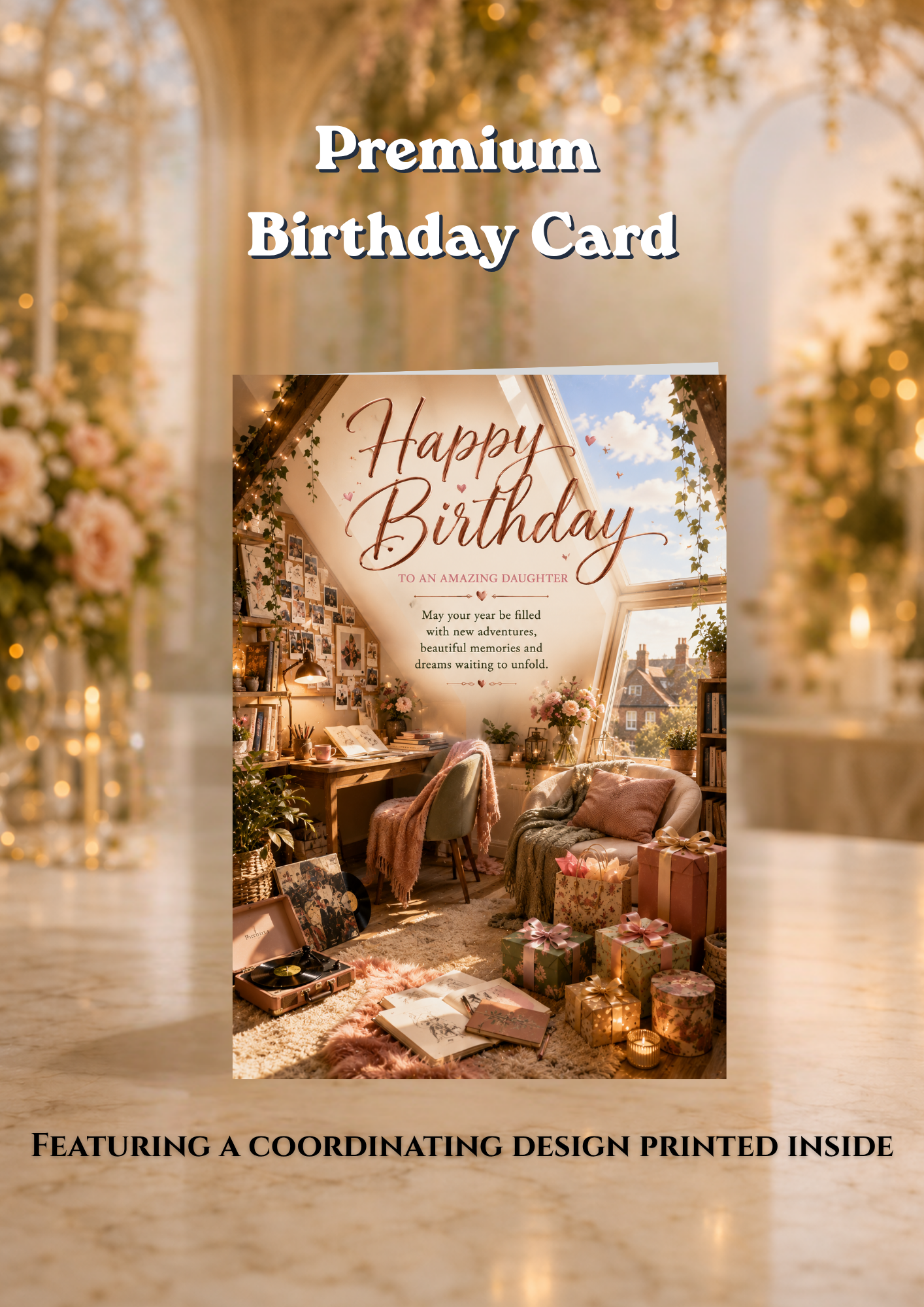 Daughter Birthday Card | Cosy Bedroom Birthday Card | Envelope Included