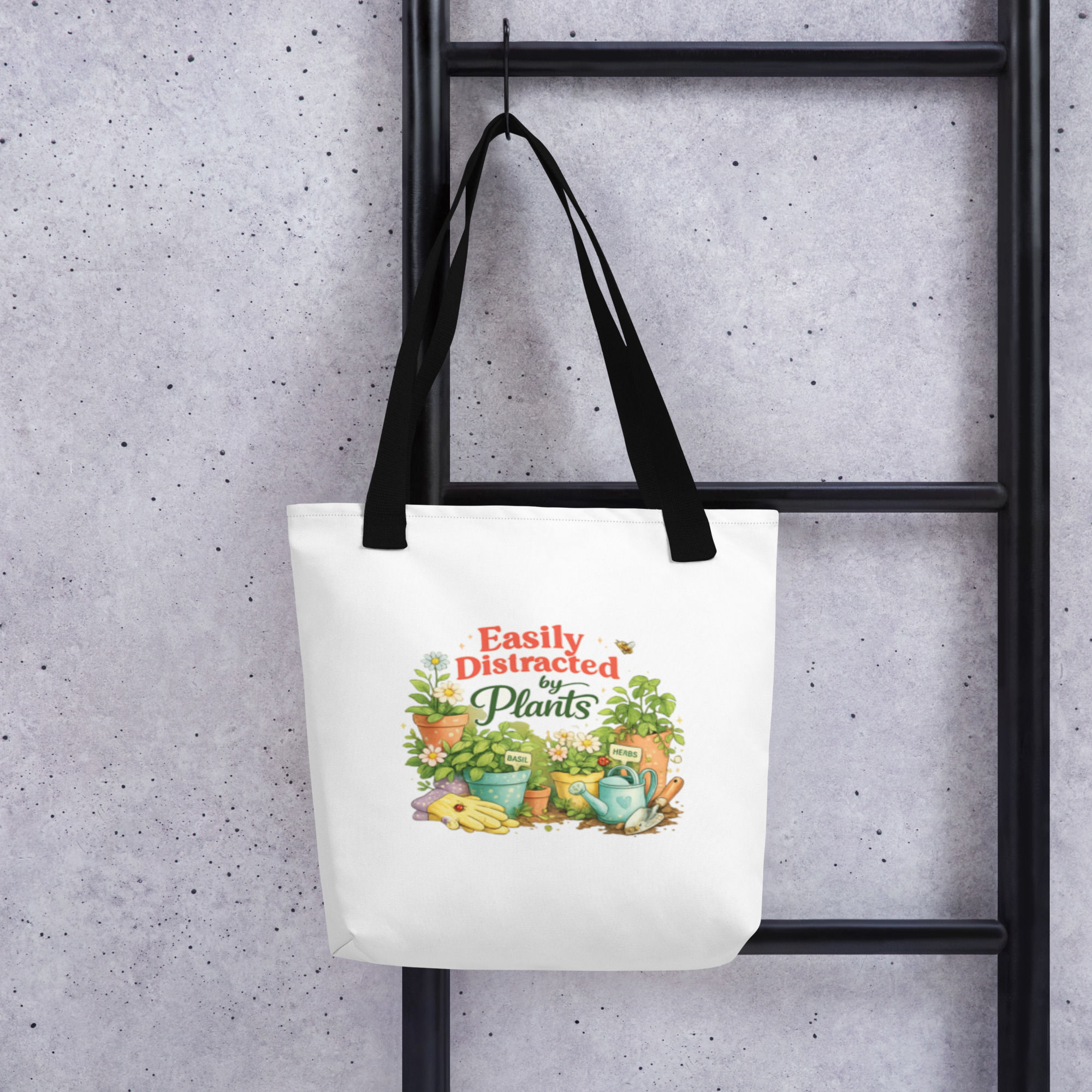 Tote bag: Easily distracted by plants