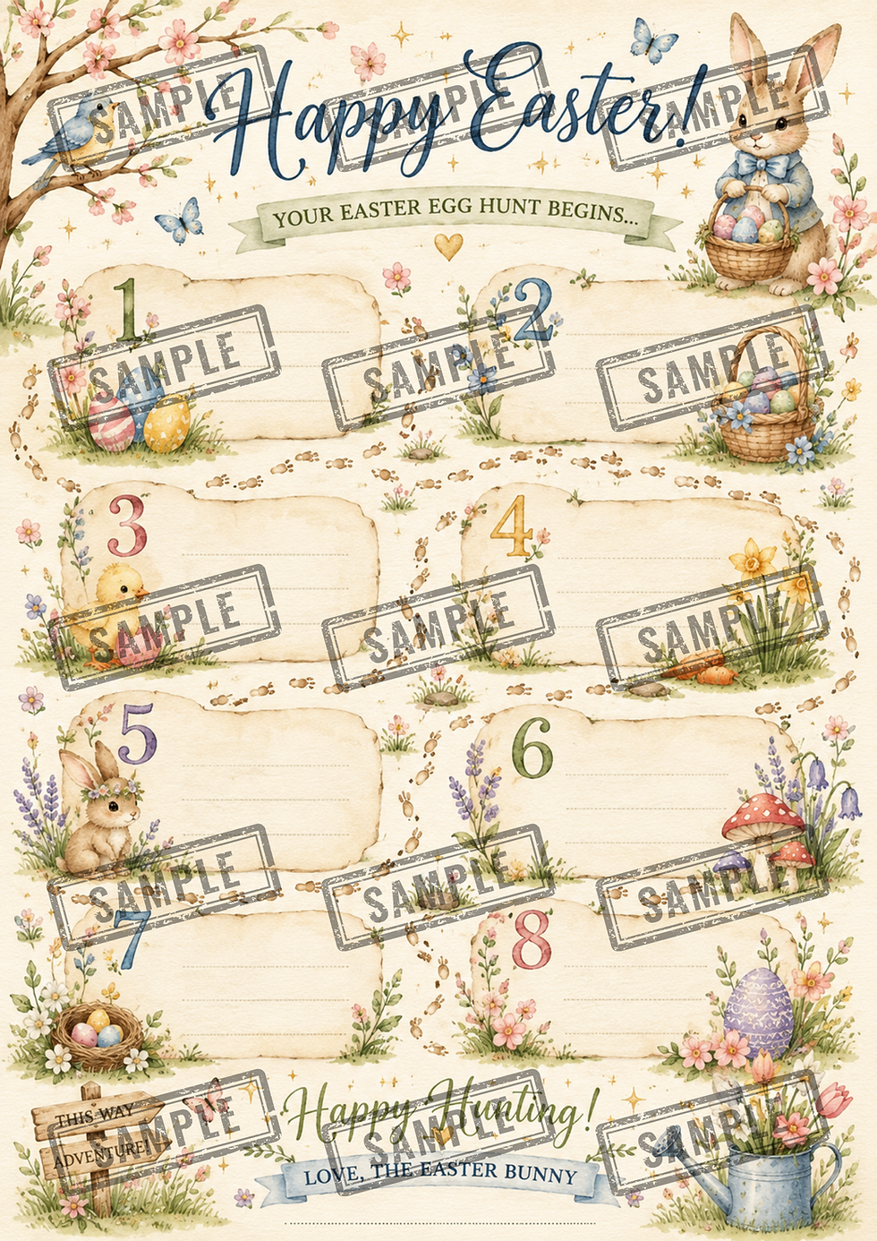 Thumbnail: Personalised Easter Egg Hunt Clue Print | Custom Easter Bunny Hunt Activity | A4