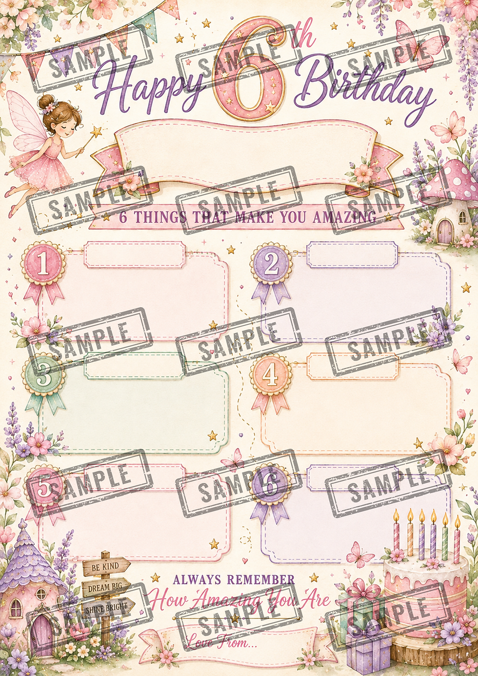 Thumbnail: Personalised 6th Birthday Keepsake | Six Reasons Framed Gift | Kids Birthday