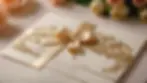 Close-up view of a wedding invitation card