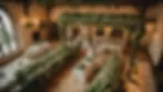 High angle view of a wedding venue with floral decorations