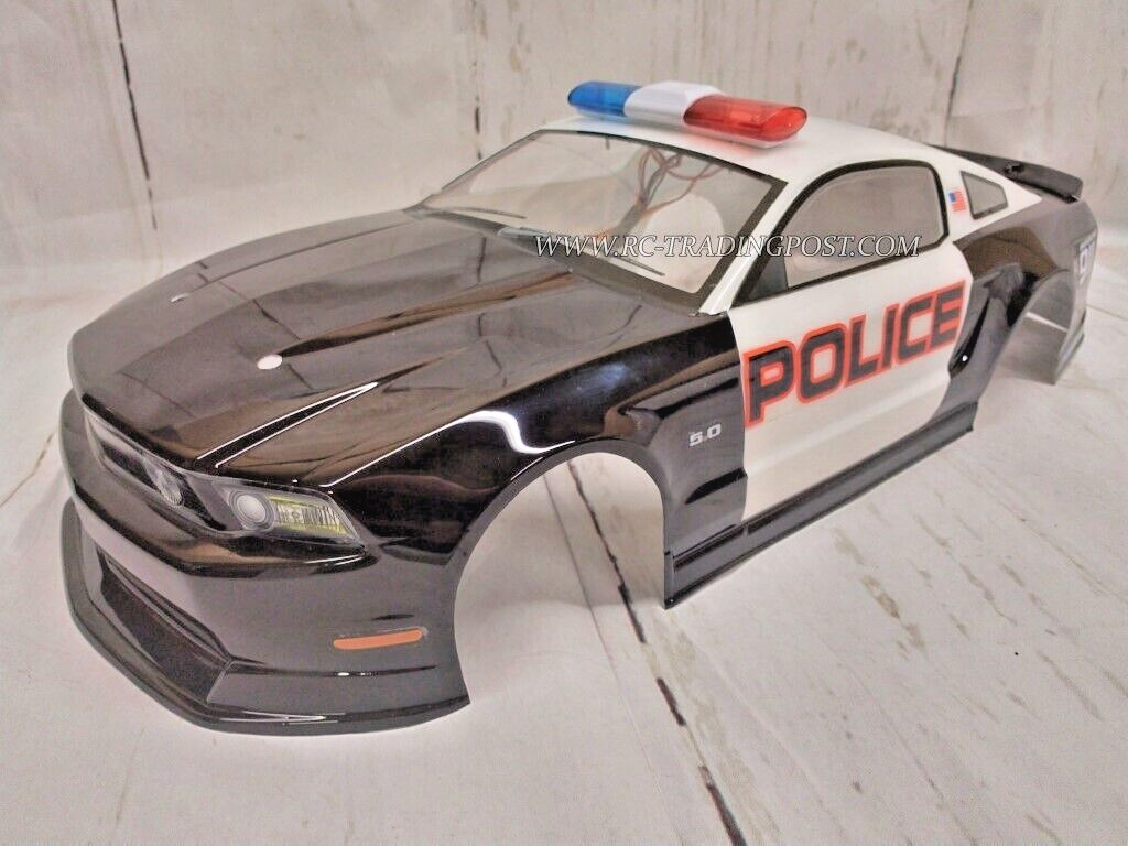 Custom Painted 2011 Ford Mustang Police RC Car Body 1/10 OnRoad HPI/4Tec2.0 +LED