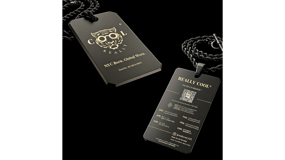 Thumbnail: Front and back view of the REALLY COOL® SIGNAL Industrial Identity Pendant showing precision engraved details.