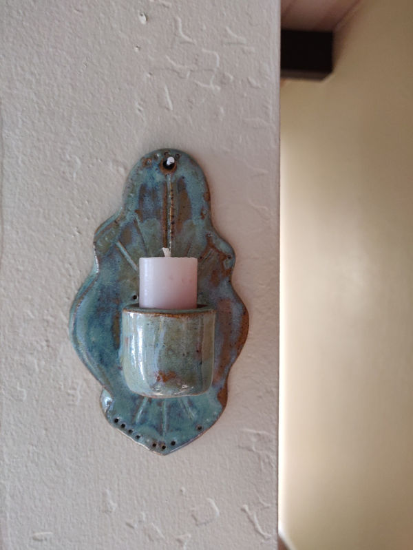 handmade ceramic art vase vessel candle holder sconce