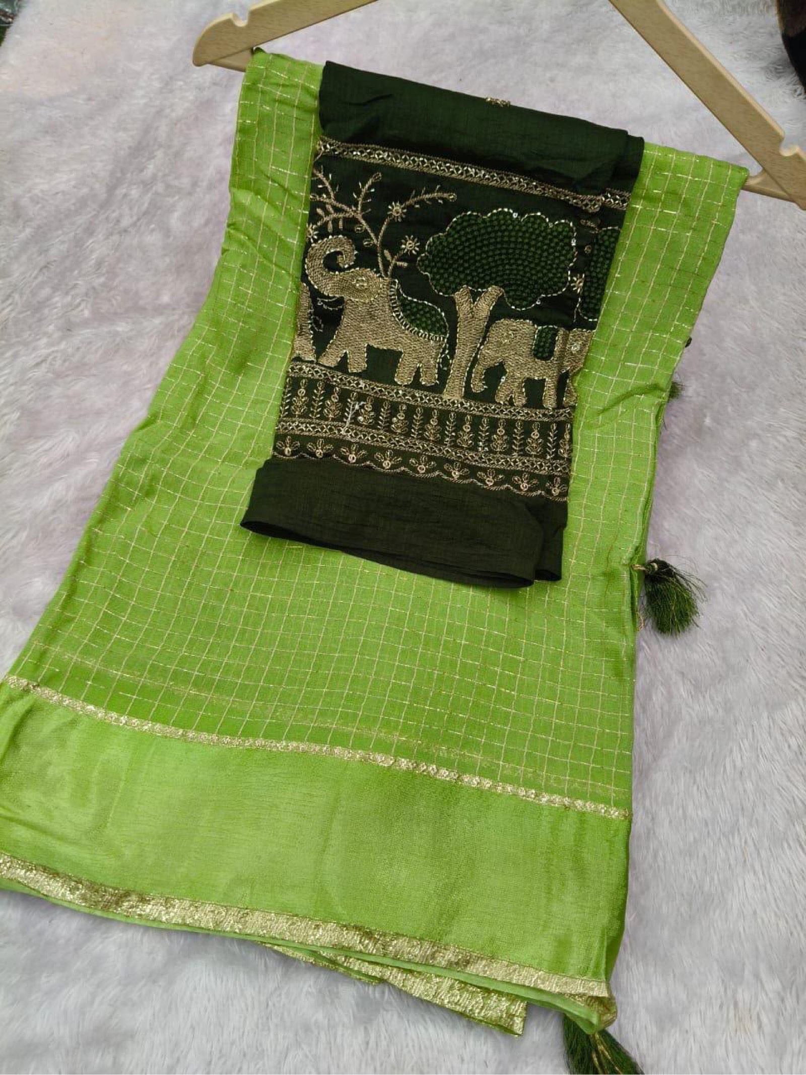 Saree with work blouse piece