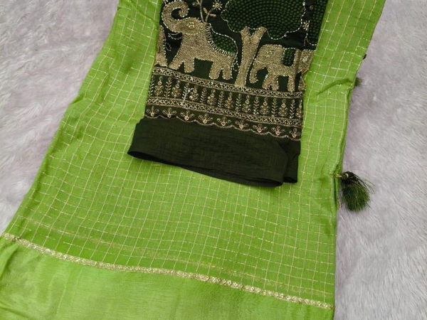 Saree with work blouse piece