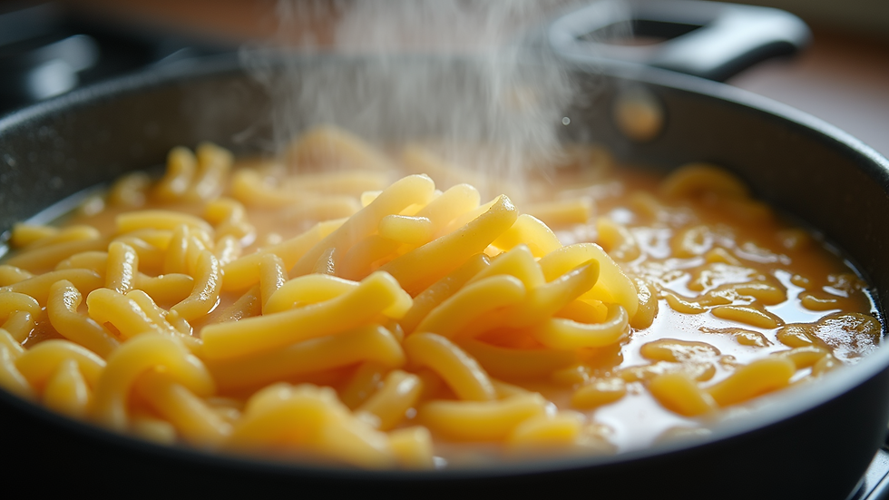 High angle view of fresh pasta being cooked in boiling water