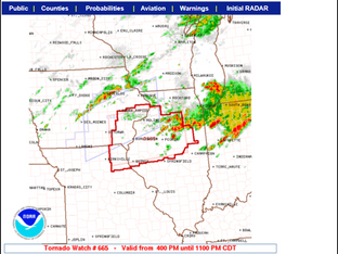 TORNADO AND T/STORM WATCHES ISSUED...