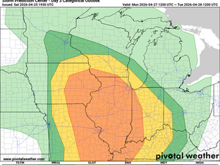 MONDAY'S SEVERE WEATHER RISK