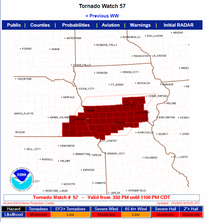 TORNADO WATCH ISSUED...