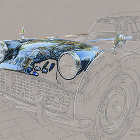 Triumph TR3 portrait in progress 3