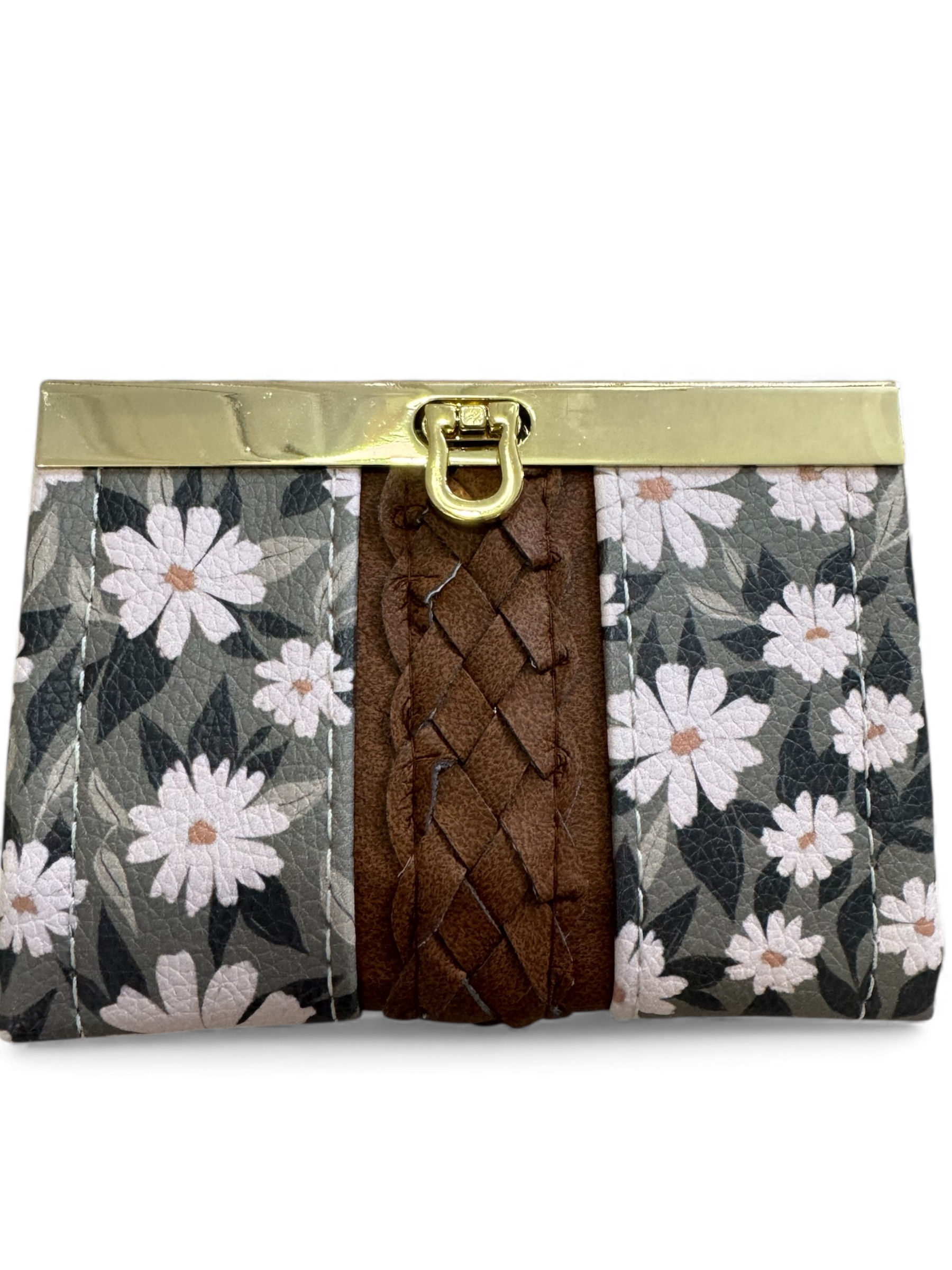 Mini Bi-fold Wallet - Daisy Print/Green
