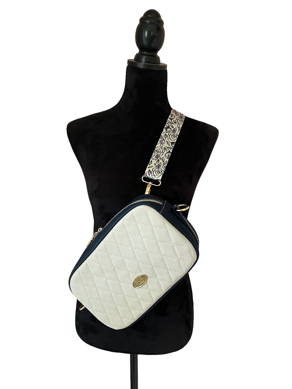 Thumbnail: Catalina Crossbody Sling - Cream/Navy