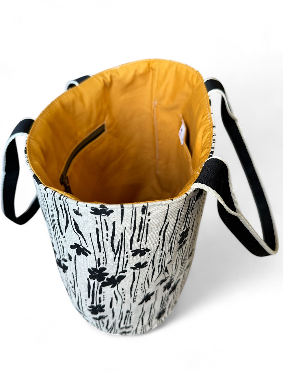 Thumbnail: Crescent Tote -  Natural/Black Floral