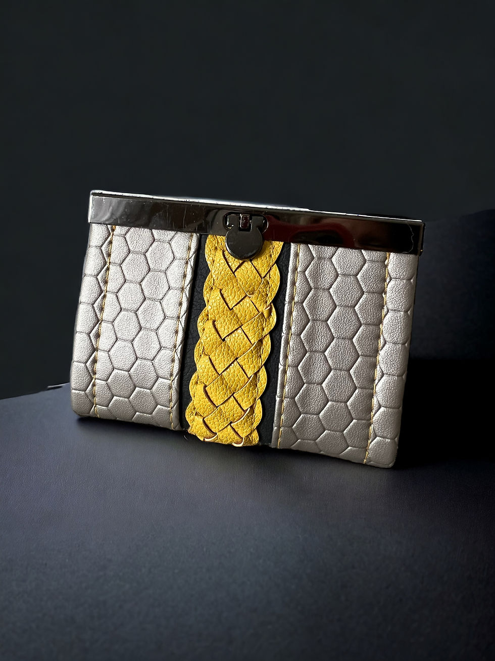 Thumbnail: Mini Bi-fold Wallet - Silver/Gold/Bee Theme