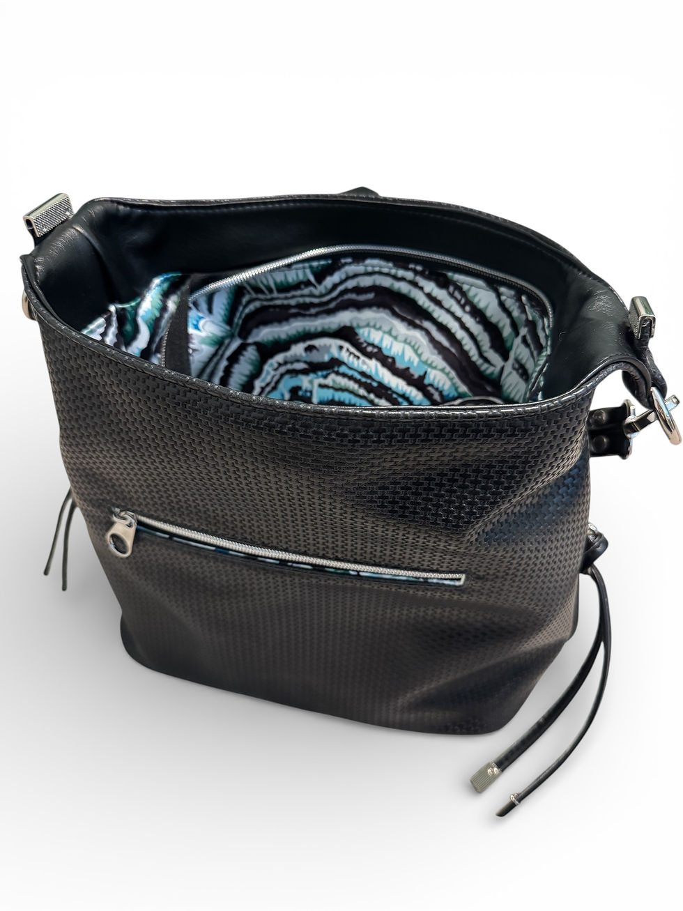 Thumbnail: Simplistic Slouch Shoulder Bag - Black Woven