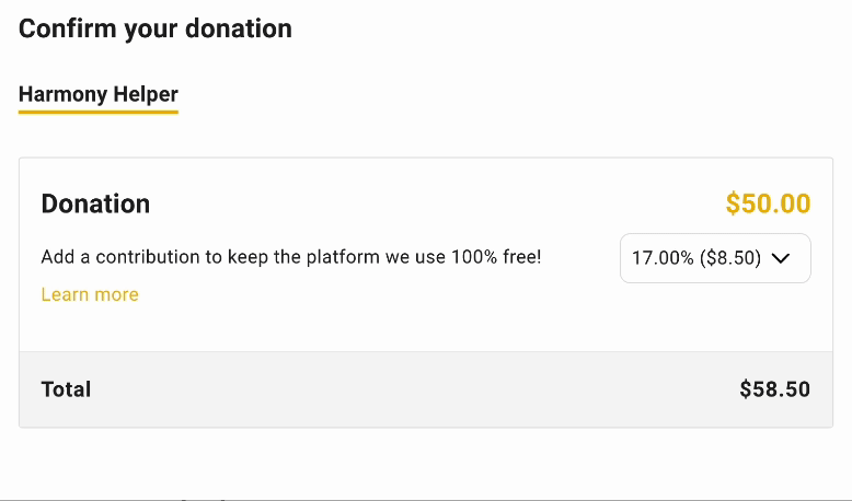 a gif showing how to opt out of extra donation fees