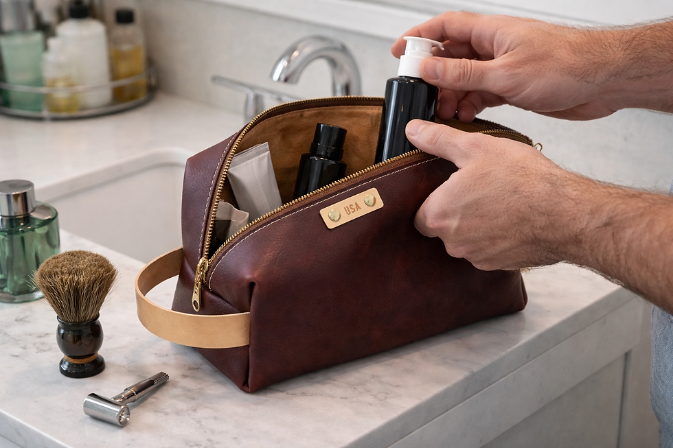 Thumbnail: Handmade Leather Dopp Kit- Full Grain Leather Travel Toiletry Bag