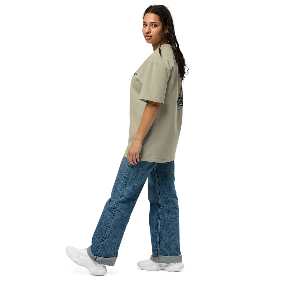 Thumbnail: Vintarian Women's Oversized Faded T-Shirt - Eiffel.