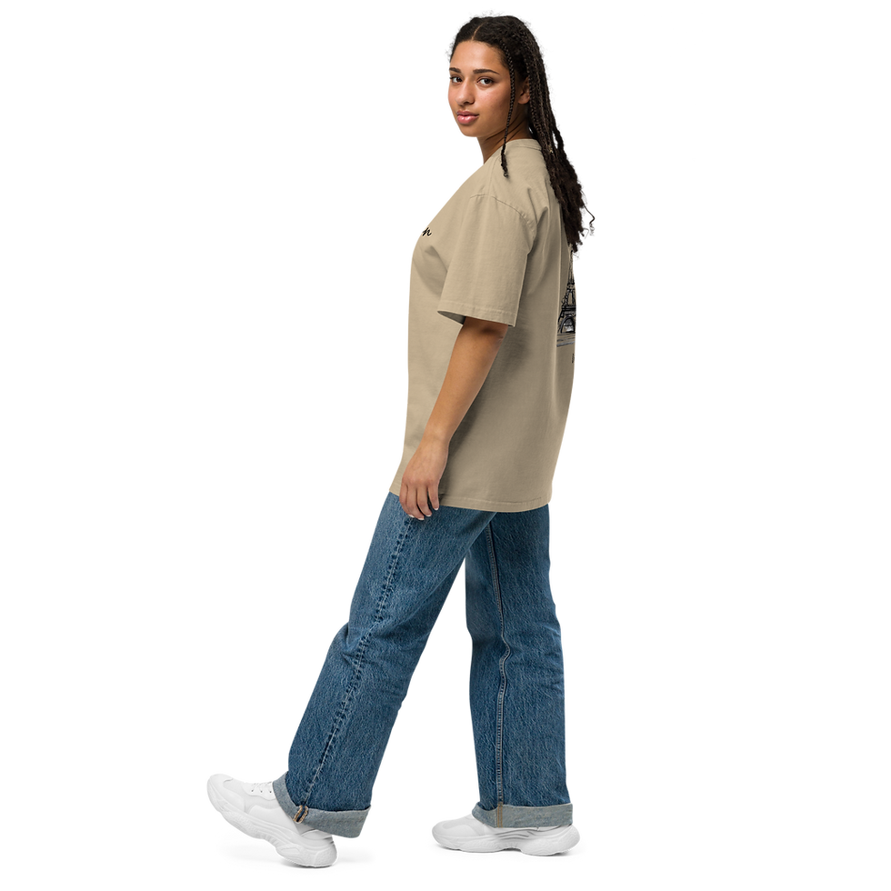 Thumbnail: Vintarian Women's Oversized Faded T-Shirt - Eiffel.