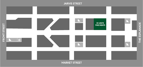 Map of St Lawrence Market ground floor showing where Di Liso's is located.
