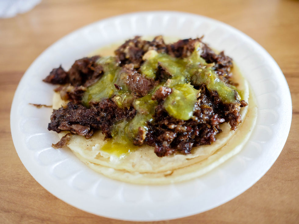 Salasa Verde upon a delicious taco made at Lilly's Taqueria in Santa Barbara, USA.