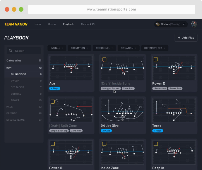 Team Nation Football Playbook Library Plays and Formation