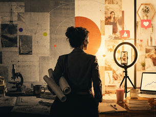 Conceptual editorial image representing Ioana Lucretia’s Living Legacy Architecture and the choice accomplished experts face between deep expertise and content creation.