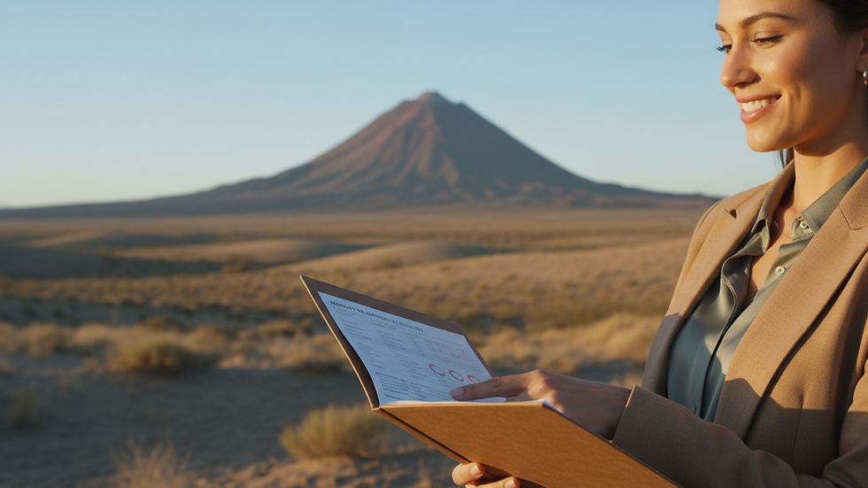 Close-up view of a real estate agent showing a valuation report