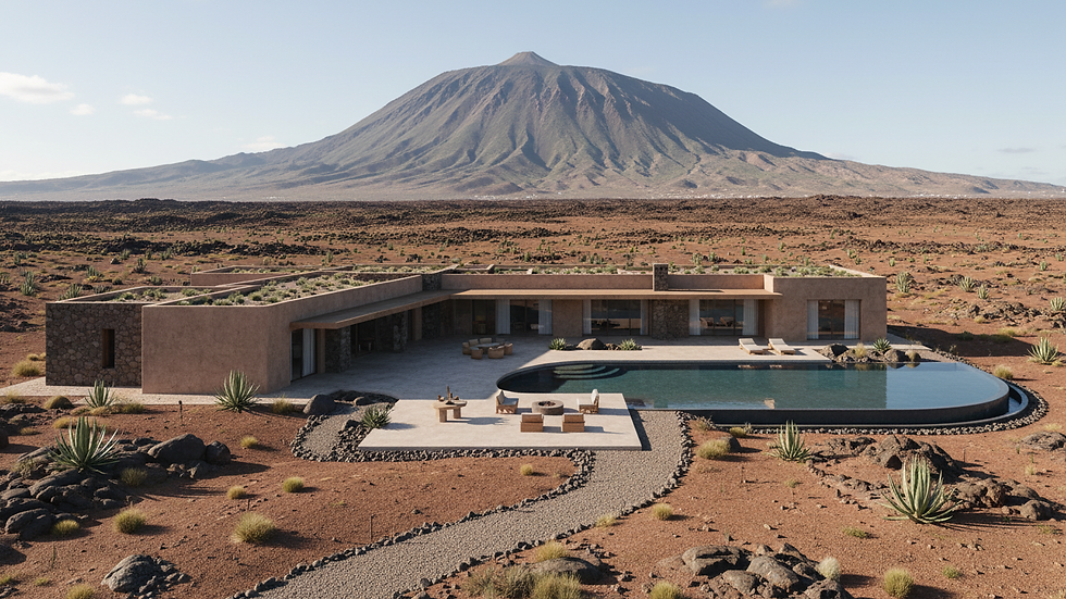 Plano detallado de una vivienda en Tenerife con vista a la montaña