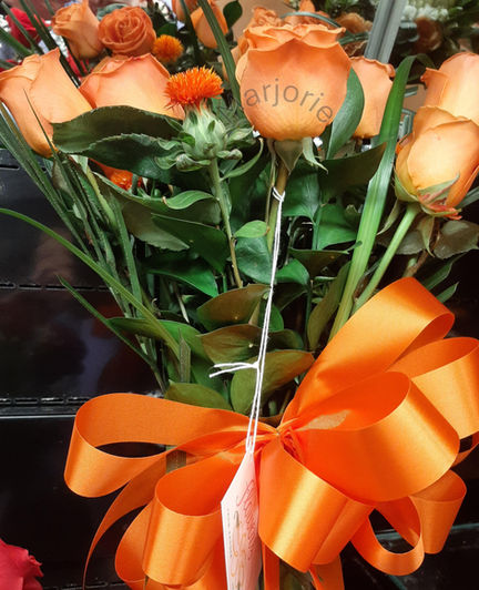 Orange Roses w Orange Bow