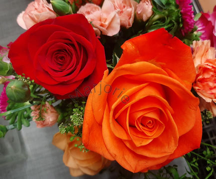 Orange Rose and Red Rose