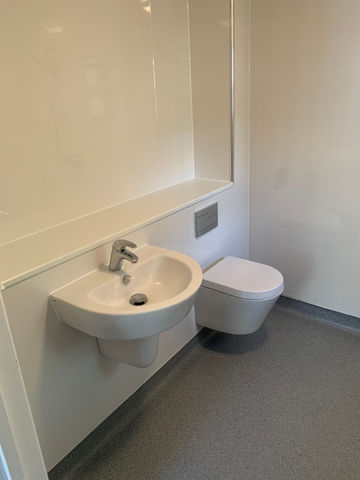 A washbasin and a toilet
